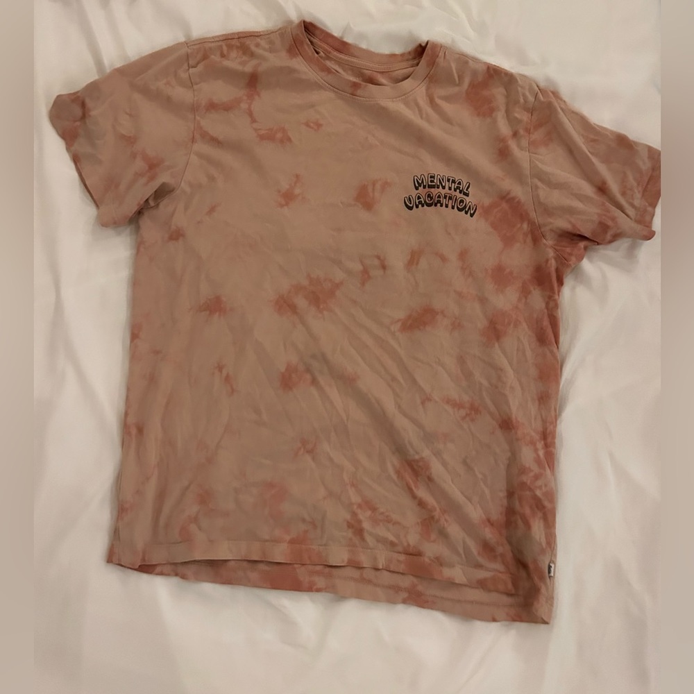 “mental vacation” pink tye dye tee